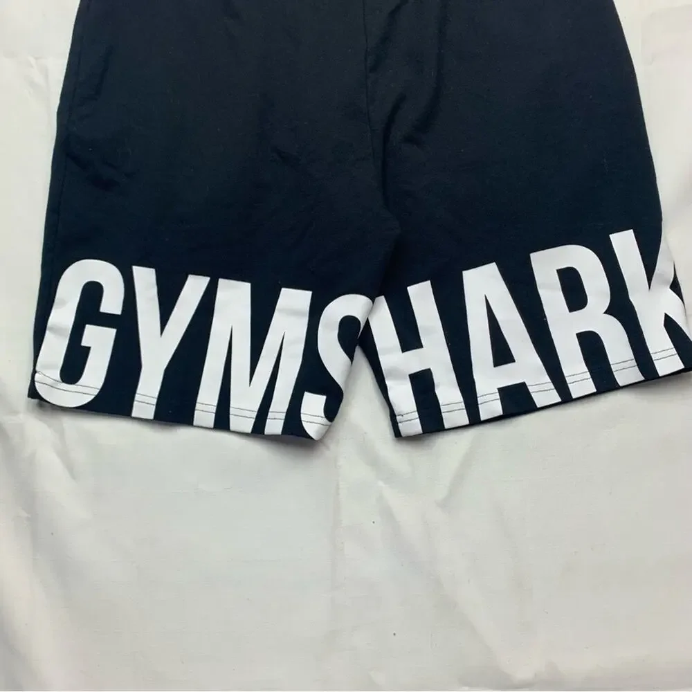 Gymshark Men's medium athletic Black Shorts with White Logo